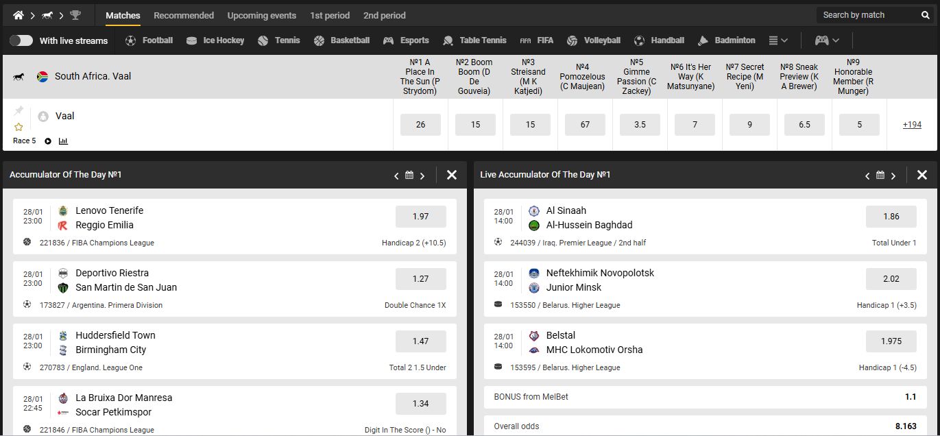 Online sport betting - MelBet